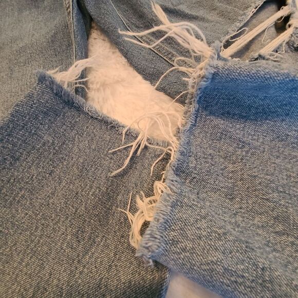 Topshop Sz 30 Women's Destroyed Straight Cropped Jeans - Picture 3 of 6